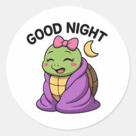 Tired turtle saying Good Night Runder Aufkleber