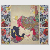 TIRESOME, JAPANISCHE FRAU MIT WEISSER KATZE GESCHENKPAPIER (Flach)