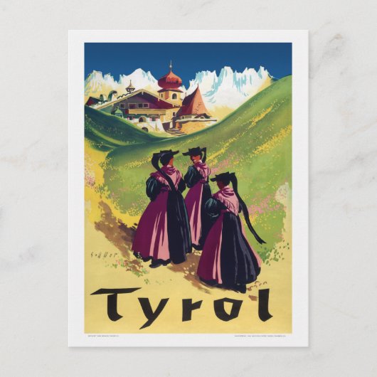 Tirol Austria Vintage Poster 1947 Postkarte (Vorderseite)