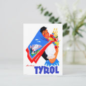 Tirol, Österreich.Frau mit Blume und bemaltem Scha Postkarte (Stehend Vorderseite)