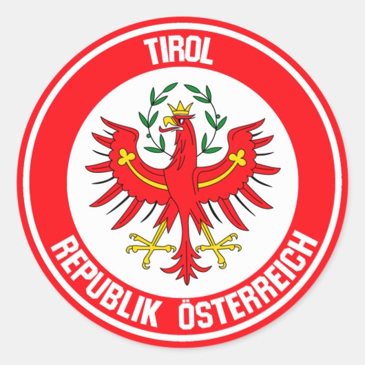 Tirol Round Emblem Runder Aufkleber (Vorderseite)