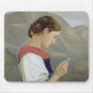 Tiroler Mädchen, das ein Kruzifix, 1865 erwägt Mousepad