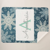 Tirrinia Snowflake Muster mit Monogramm und Name Sherpadecke (Vorderseite (Horizontal))