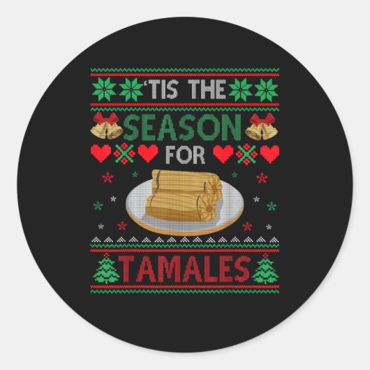 Tis Season For Tamales Funny Christmas Food Runder Aufkleber (Vorderseite)