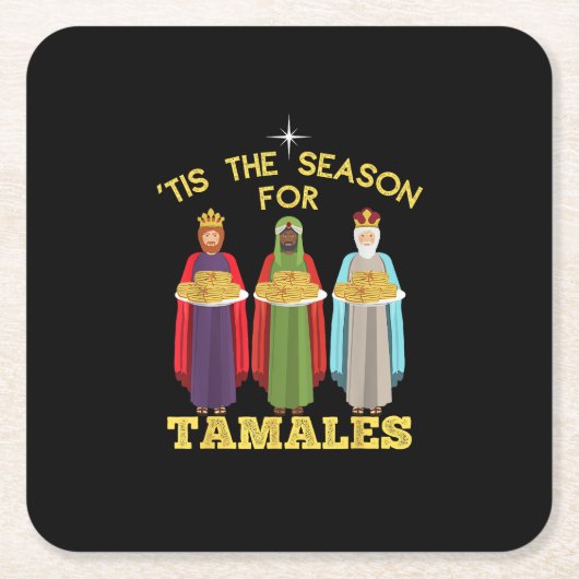 Tis Season For Tamales Funny Mexican Christmas Rechteckiger Pappuntersetzer (Vorderseite)