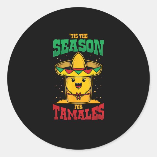 Tis Season For Tamales Mexican Christmas Holiday Runder Aufkleber (Vorderseite)