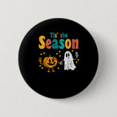 Tis Season Pumpkin Leaf Latte Fall Softball Button (Vorderseite)