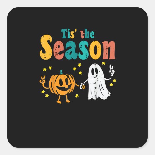 Tis Season Pumpkin Leaf Latte Fall Softball Quadratischer Aufkleber (Vorderseite)