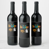 Tis Season Pumpkin Leaf Latte Fall Softball Weinetikett (Flaschen)