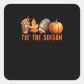 Tis Season Pumpkin Leaf Latte Fall Thanksgiving Fo Quadratischer Aufkleber (Vorderseite)