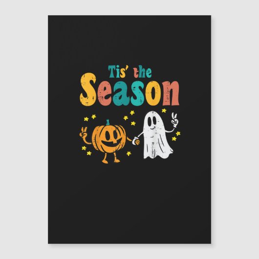 Tis Season Pumpkin Leaf Latte Herbst Softball Magnetkarte (Vorderseite)