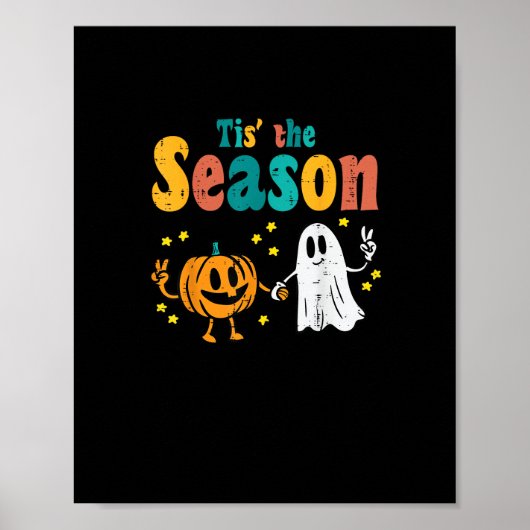 Tis Season Pumpkin Leaf Latte Herbst Softball Poster (Vorne)