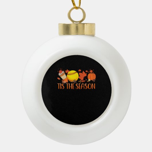 Tis Season Pumpkin Spice Latte Halloween Fall Coff Keramik Kugel-Ornament (Vorderseite)