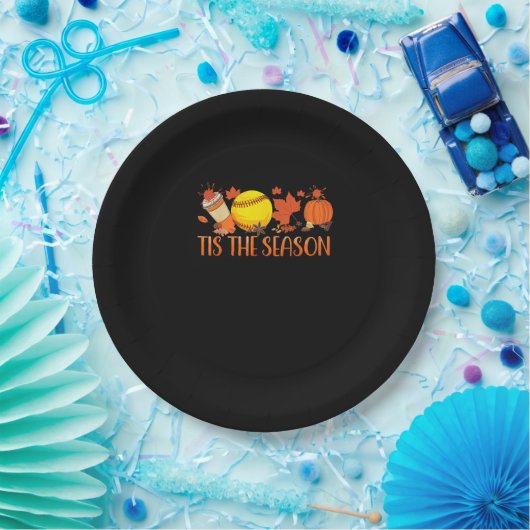 Tis Season Pumpkin Spice Latte Halloween Fall Coff Pappteller (Party)