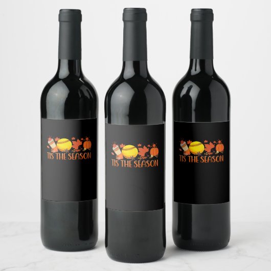 Tis Season Pumpkin Spice Latte Halloween Fall Coff Weinetikett (Flaschen)