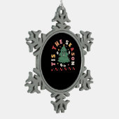 Tis Season Retro Halloween Spooky Season Fall Schneeflocken Zinn-Ornament (Links)