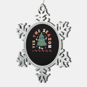 Tis Season Retro Halloween Spooky Season Fall Schneeflocken Zinn-Ornament (Rechts)