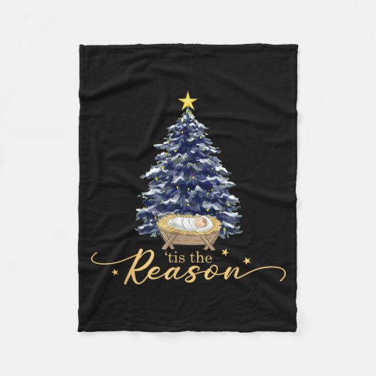 Tis The Reason Nativity Christmas Baby Jesus Catho Fleecedecke (Vorderseite)