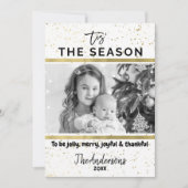 TIS THE SAASON Gold Spritzer Modernes Foto Einladung (Vorderseite)