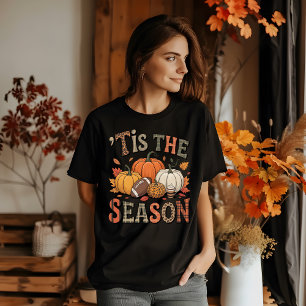 ’TIS THE SAASON Vintag Pumpkins and Football T-Shirt