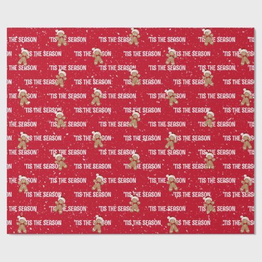 'TIS THE SAASON with Gingerbread Man Geschenkpapier (Flach)