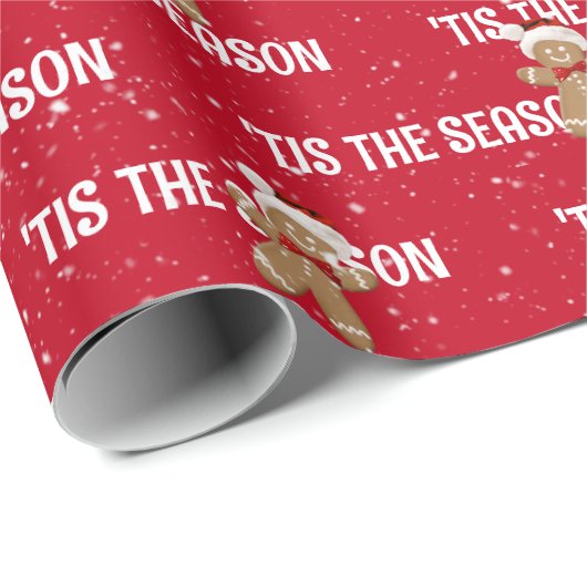 'TIS THE SAASON with Gingerbread Man Geschenkpapier (Rolleneckpunkt)