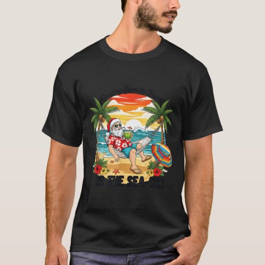Tis The Sea-sun Christmas In July Hawaii Santa Bea T-Shirt (Vorderseite)