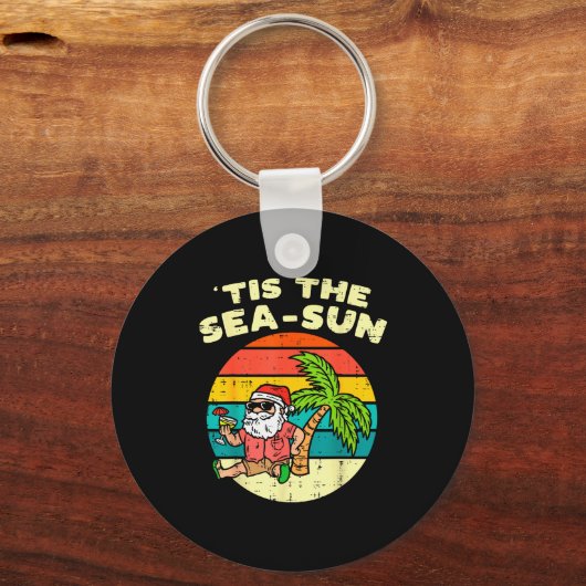 Tis The Sea Sun Santa Beach Summer Christmas In Ju Schlüsselanhänger (Vorderseite)
