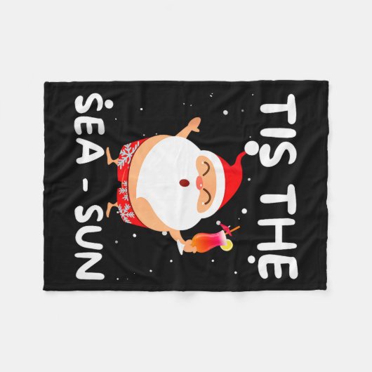 Tis The Sea Sun Santa Weihnachten Im Juli Lustiger Fleecedecke (Vorderseite (Horizontal))