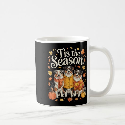 Tis The Season Australian Shepherd Fall Autumn Pum Kaffeetasse (Rechts)