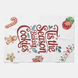 'Tis the Season Baking Cookies Kitchen Towel  Geschirrtuch