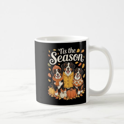 Tis The Season Bernese Mountain Dog Fall Autumn Pu Kaffeetasse (Rechts)