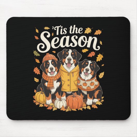 Tis The Season Bernese Mountain Dog Fall Autumn Pu Mousepad (Vorne)