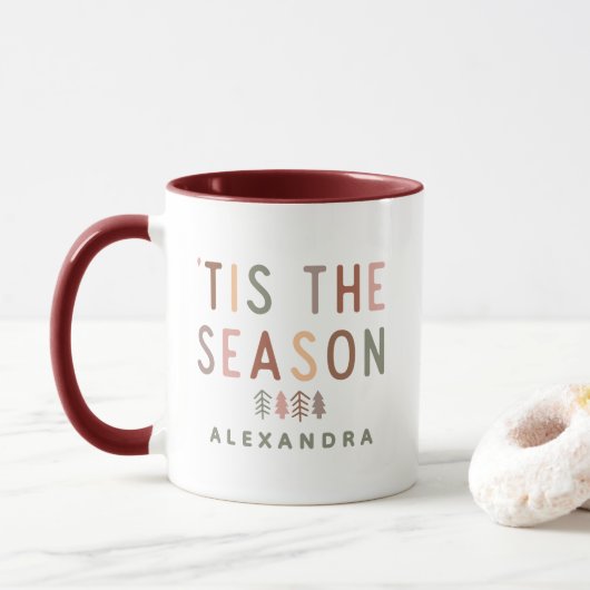 'Tis the Season Boho Christmas Custom Name Tasse (Mit Donut)