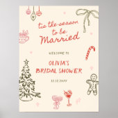 Tis The Season Bridal Shower Hand Drawn Welcome Poster (Vorne)