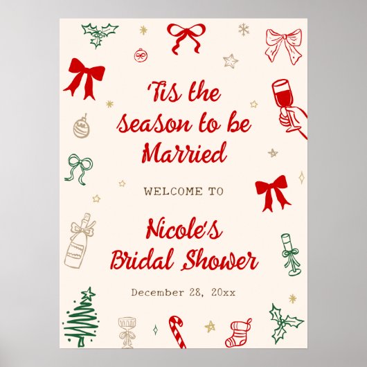 Tis the Season Christmas Bridal Shower Welcome Poster (Vorne)