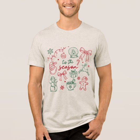 Tis the Season - Christmas Doodle Tri-Blend Shirt (Vorderseite)