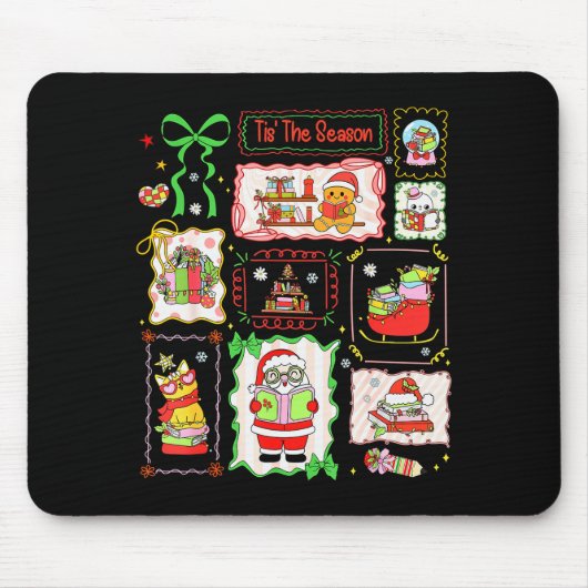 Tis The Season Christmas Gingerbread Santa Book Te Mousepad (Vorne)