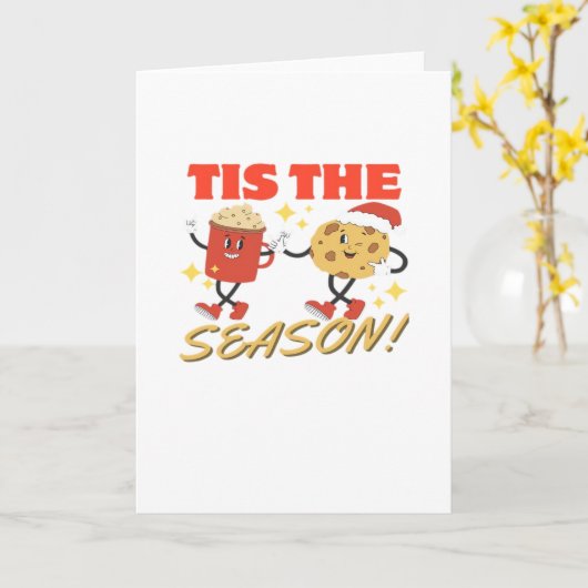 Tis The Season Christmas Retro Characters Karte (Gelbe Blume)