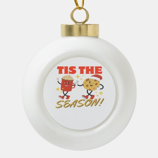 Tis The Season Christmas Retro Characters Keramik Kugel-Ornament (Vorderseite)