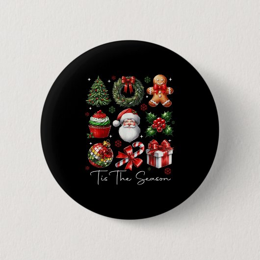 Tis The Season Christmas Santa Gingerbread Xmas Tr Button (Vorderseite)