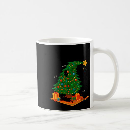 Tis The Season Christmas Tree Cute Black Cat Match Kaffeetasse (Rechts)