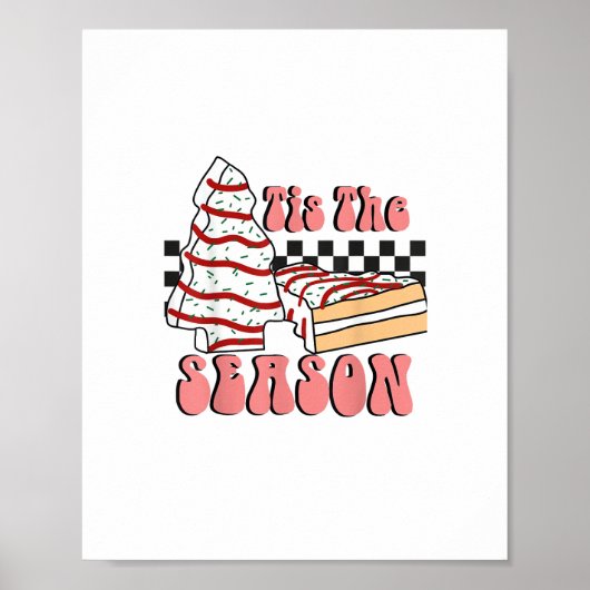 Tis The Season Christmas Tree Groovy Retro Debbie  Poster (Vorne)