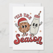Tis The Season Cookies Milk Santa Hat Christmas Re Einladung (Vorderseite)