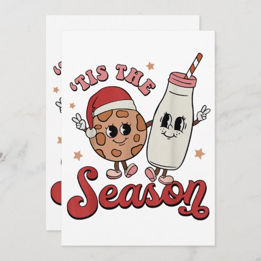Tis The Season Cookies Milk Santa Hat Christmas Re Einladung (Vorne/Hinten)