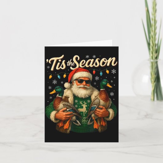 Tis The Season Cool Santa Duck Christmas Design  Karte (Vorderseite)