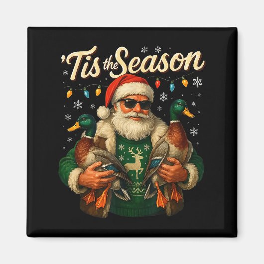 Tis The Season Cool Santa Duck Christmas Design Magnet (Vorne)