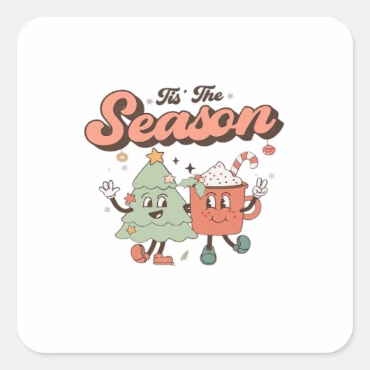 Tis The Season Creative Style Cute Design Quadratischer Aufkleber (Vorderseite)