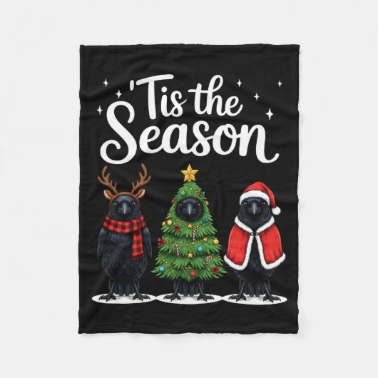 Tis The Season Crow Christmas Santa Bird Long Slee Fleecedecke (Vorderseite)