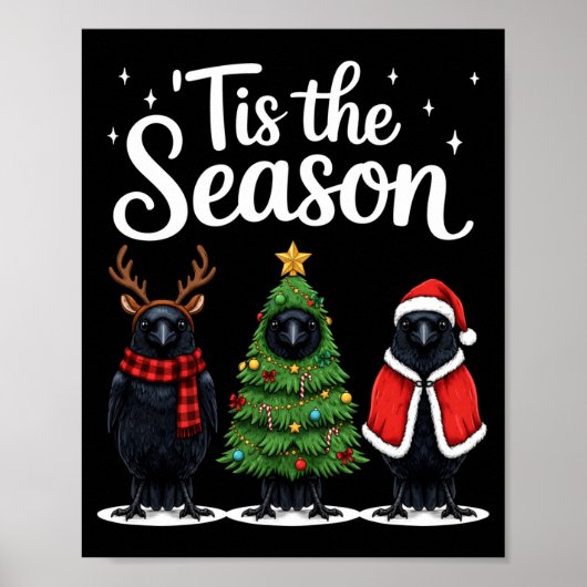 Tis The Season Crow Christmas Santa Bird Long Slee Poster (Vorne)